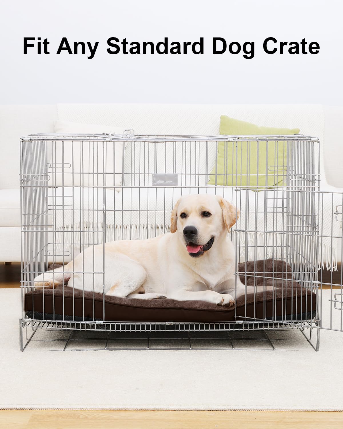 EMSLX brown dog crate bed adds warm, cozy look to cages.