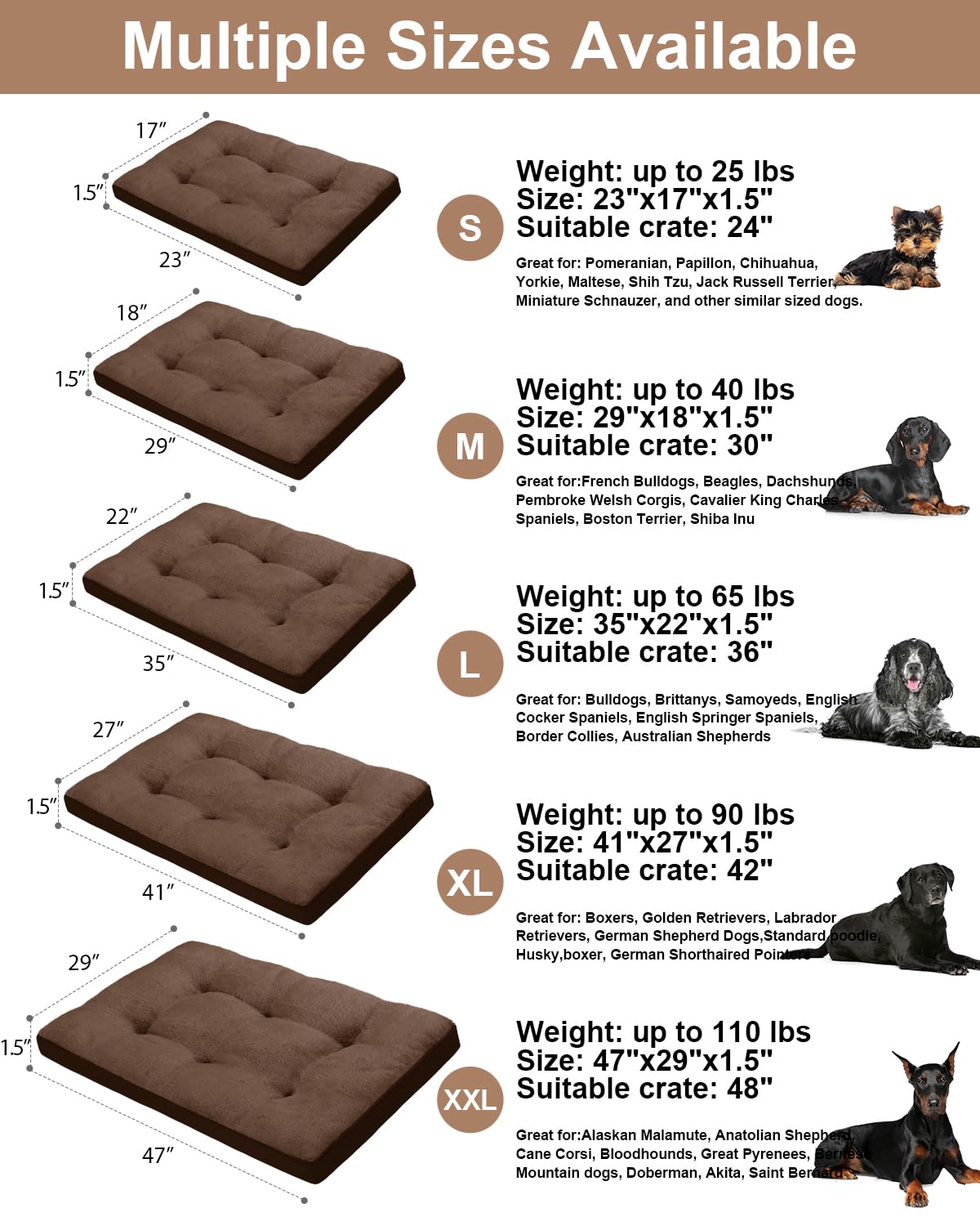 EMSLX crate bed 35x22 inches suitable for pets up to 65 lbs.