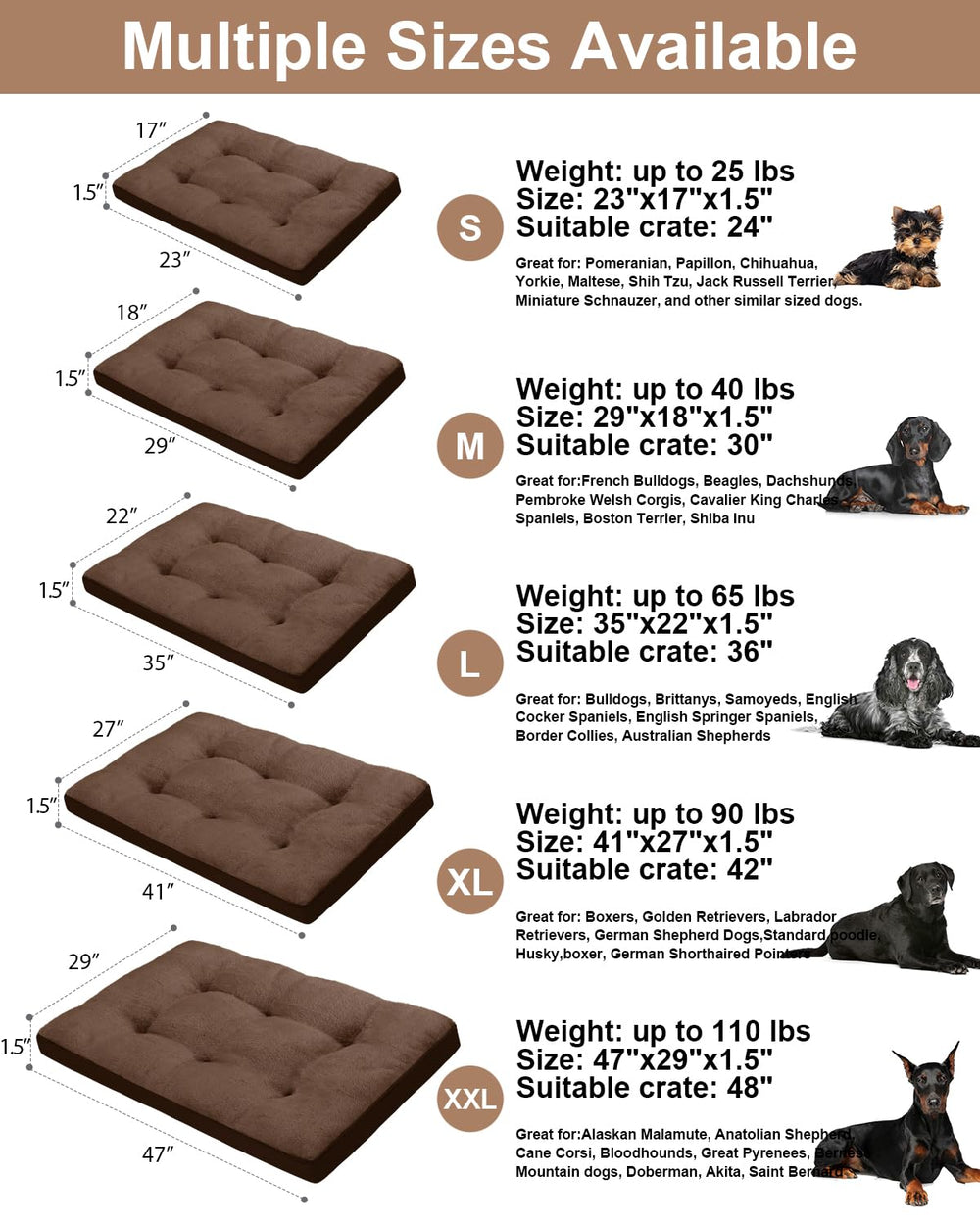 EMSLX crate bed 35x22 inches suitable for pets up to 65 lbs.
