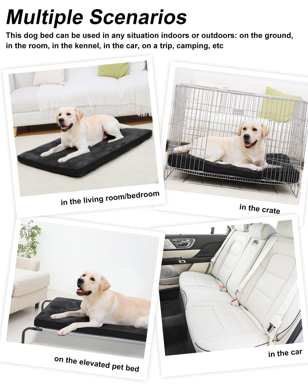 EMSLX dog crate bed ships vacuum-sealed; shake to restore loft.