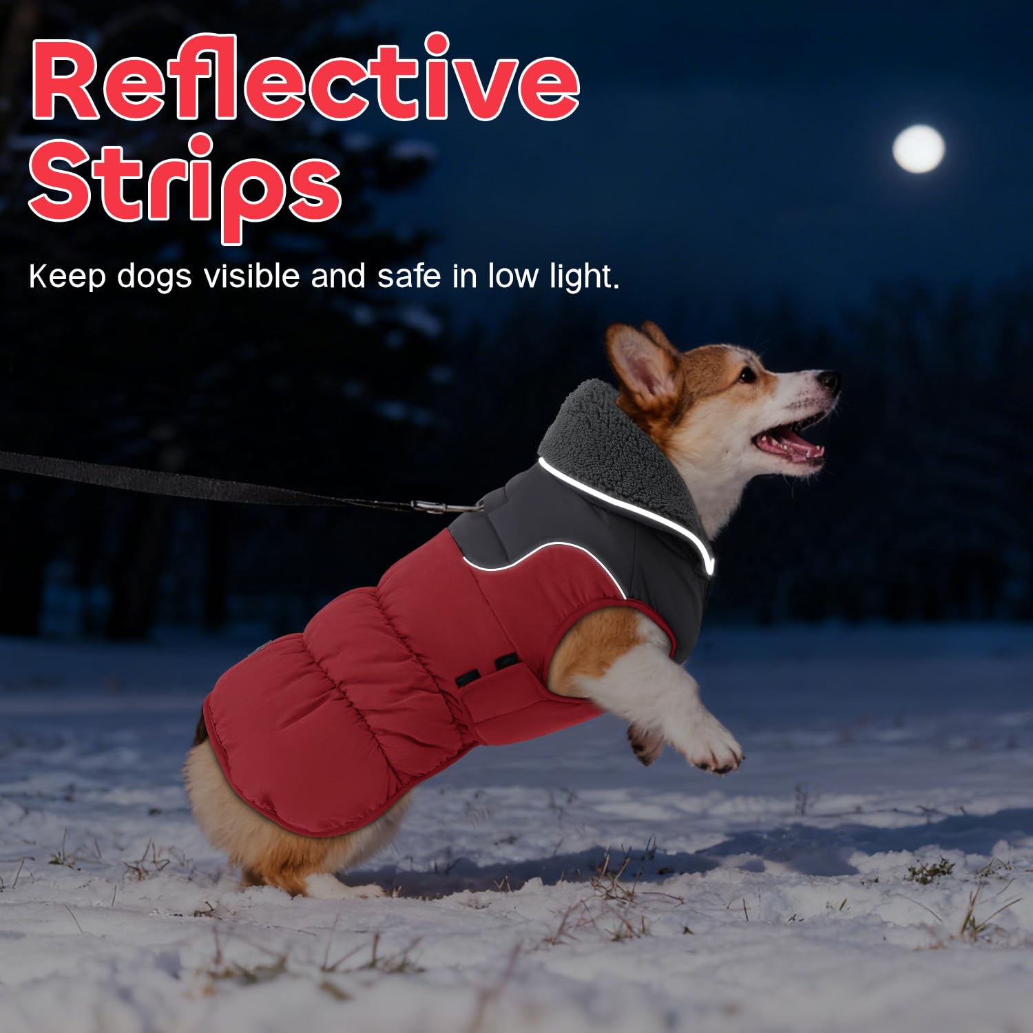 EMUST dog coat large L back elastic fit ensures snug mobility.