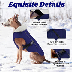 EMUST dog jacket winter blue M back view highlights coverage and warmth