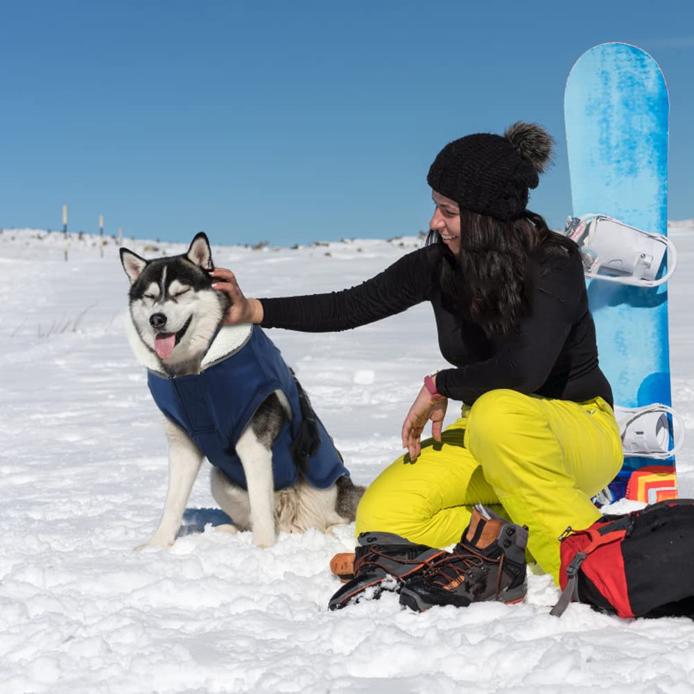 EMUST dog jacket winter blue M close-up material emphasizes waterproof exterior