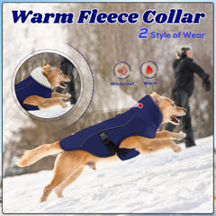 EMUST dog jacket winter blue M harness zipper for easy on/off and leash access