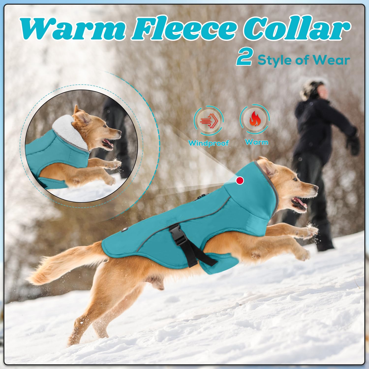 EMUST dog jacket winter reflective brim for enhanced visibility in low light.