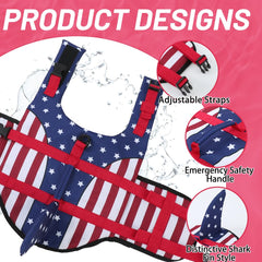 EMUST dog life jacket shark rescue handle for easy water-assisted lifting.