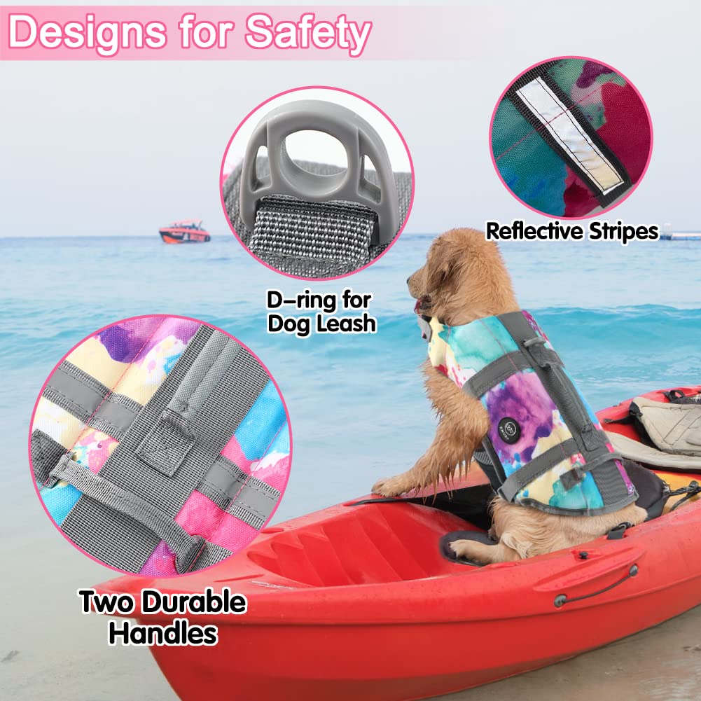 EMUST dog life preserver rescue handle aids lifting and water exit.