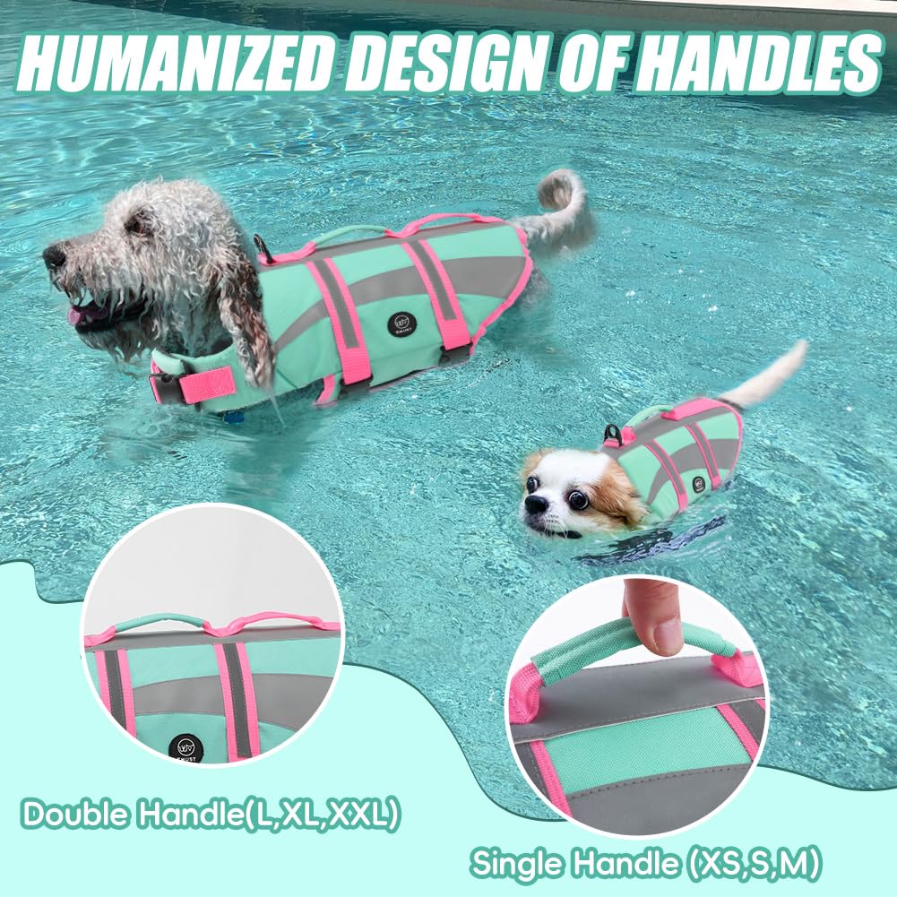 EMUST dog life vest with adjustable belt and quick-release buckles for easy on-off