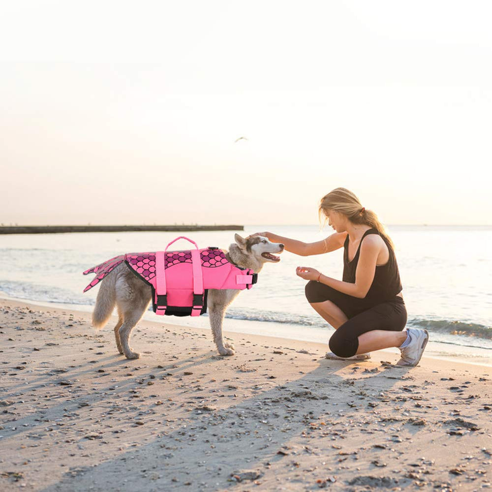 EMUST dog life vest M mermaid design adds playful style for pool or beach use