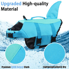 EMUST dog life vest Pool Blue back view for high visibility in water