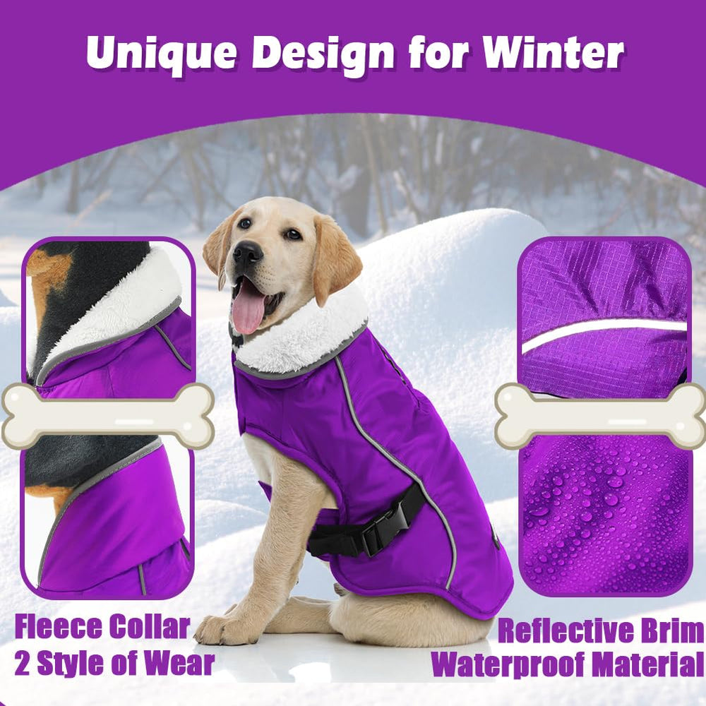 EMUST dog winter coat fleece-lined closeup reveals soft interior for warmth