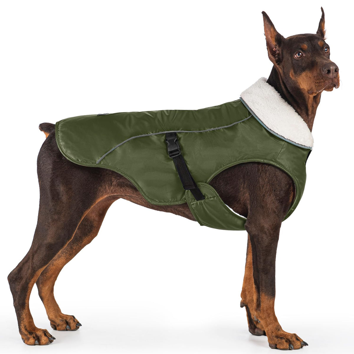 EMUST dog winter coat front zipper harness enables easy on-and-off in chilly mornings