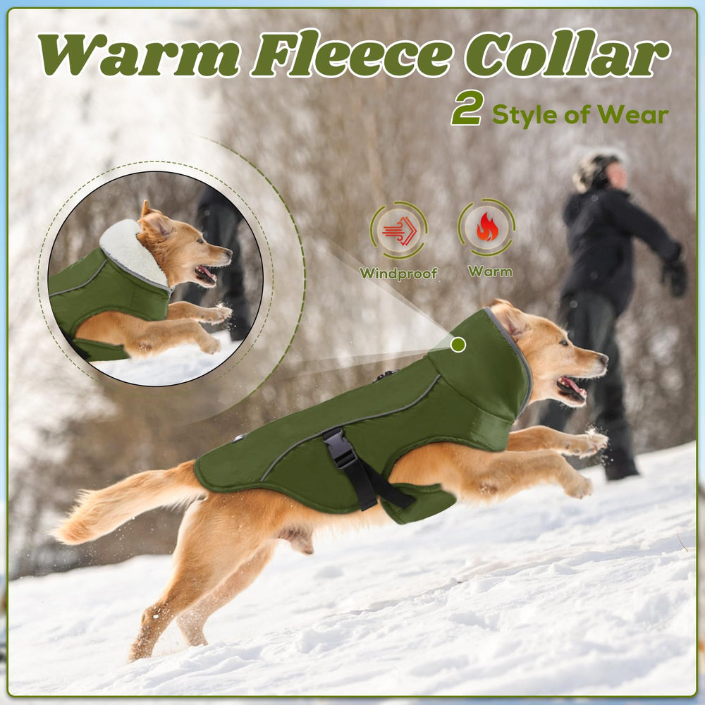 EMUST dog winter coat high fleece collar keeps neck warm during cold outings