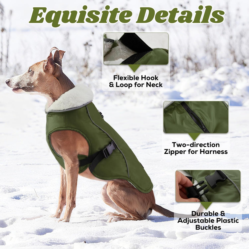 EMUST dog winter coat side adjustable buckles ensure snug fit for different body shapes