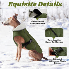EMUST dog winter coat side adjustable buckles ensure snug fit for different body shapes