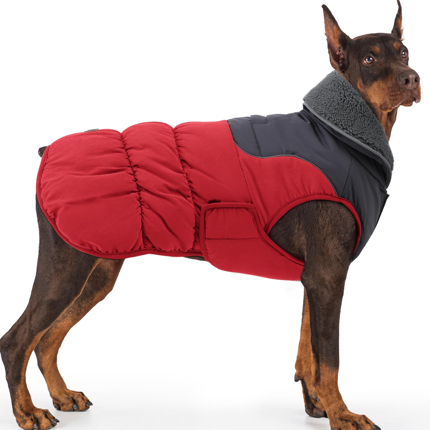 EMUST dog winter coat with thick fleece lining keeps your pup warm on chilly walks