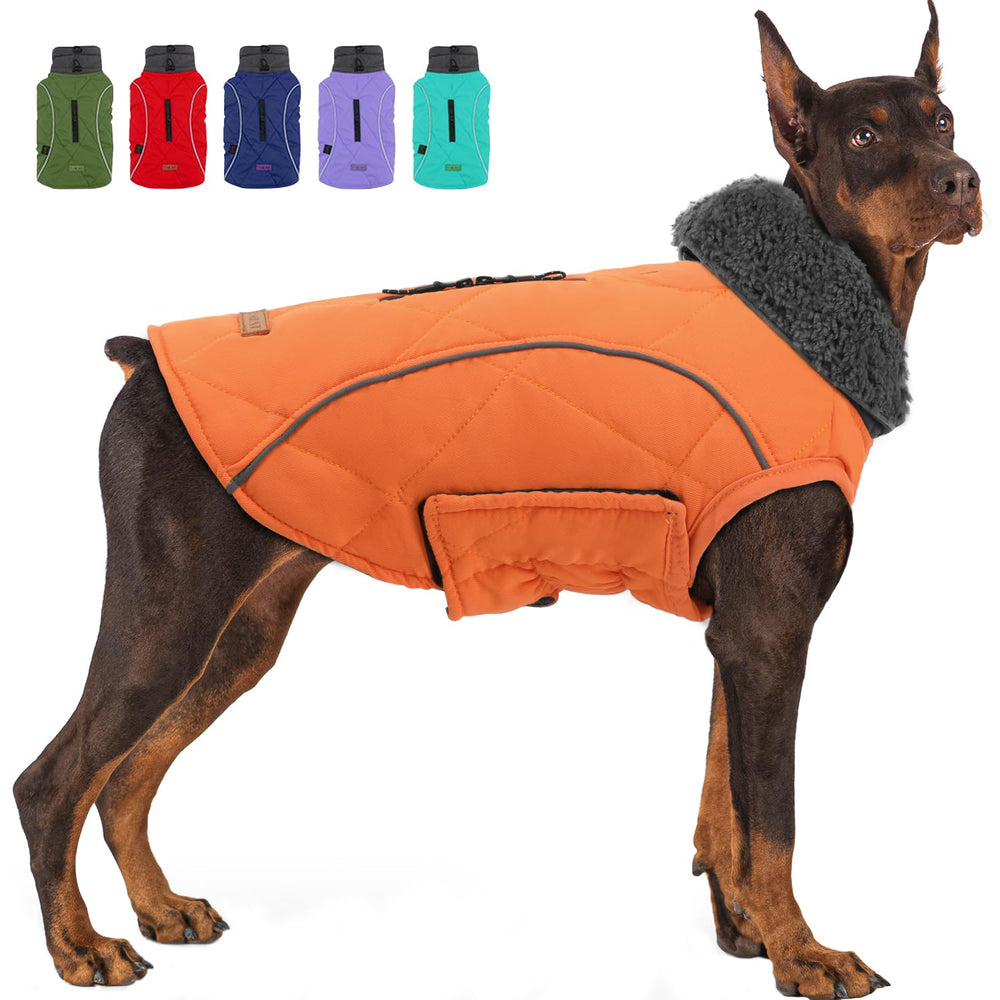 EMUST dog winter jacket front view with warm fleece for chilly walks