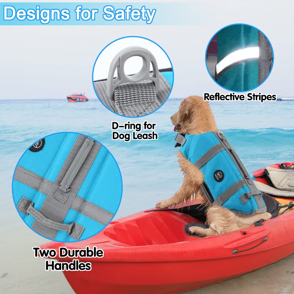 EMUST dog life jacket blue, adjustable belt with quick-release buckles for secure fit