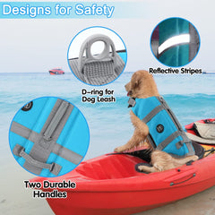 EMUST dog life jacket blue, adjustable belt with quick-release buckles for secure fit