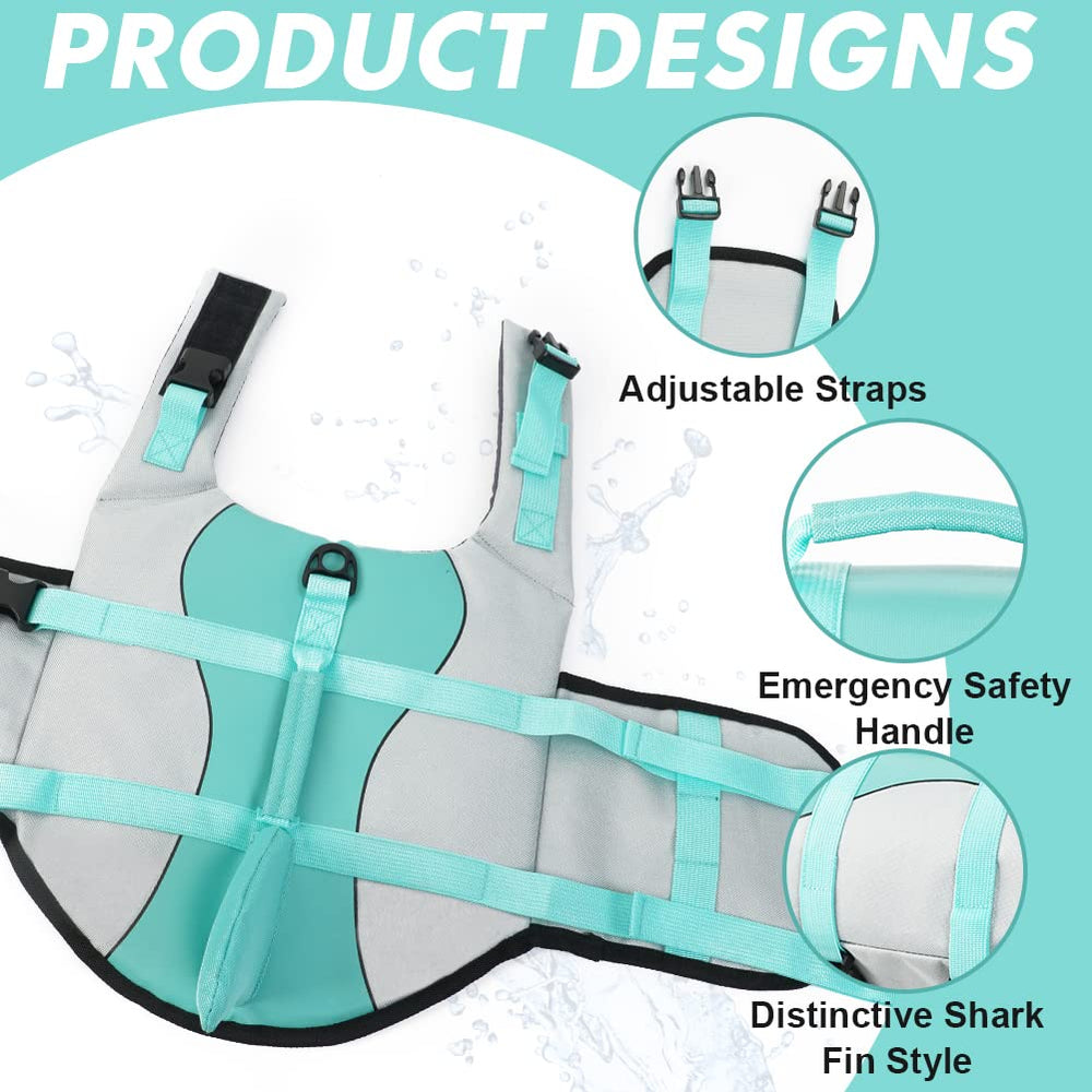 EMUST turquoise adjustable belt life jacket ensures a comfy fit for small, medium, and large dogs