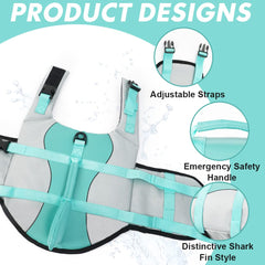 EMUST turquoise adjustable belt life jacket ensures a comfy fit for small, medium, and large dogs
