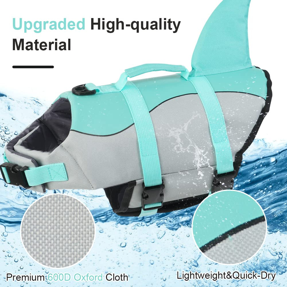 EMUST Mermaid dog life vest with D-ring offers leash compatibility during pool or beach outings