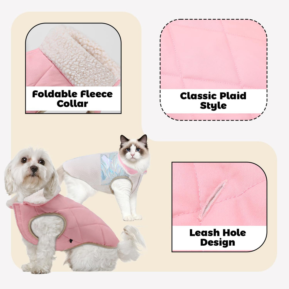 EMUST Quilted Warm Small Dog Coat leash-hole design enables secure walks.