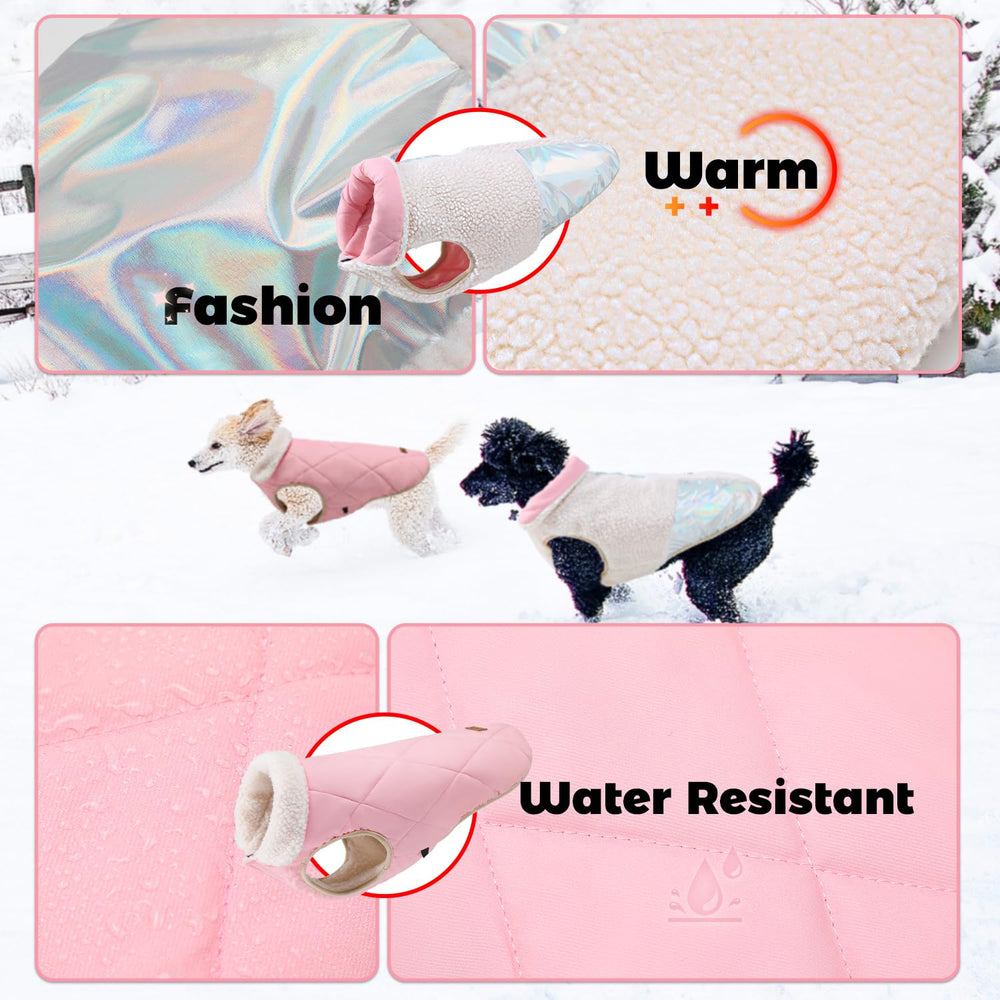 EMUST Quilted Warm Small Dog Coat reversible side shows all-weather warmth.