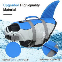 EMUST dog life vest with rescue handle, enables quick lift from water.