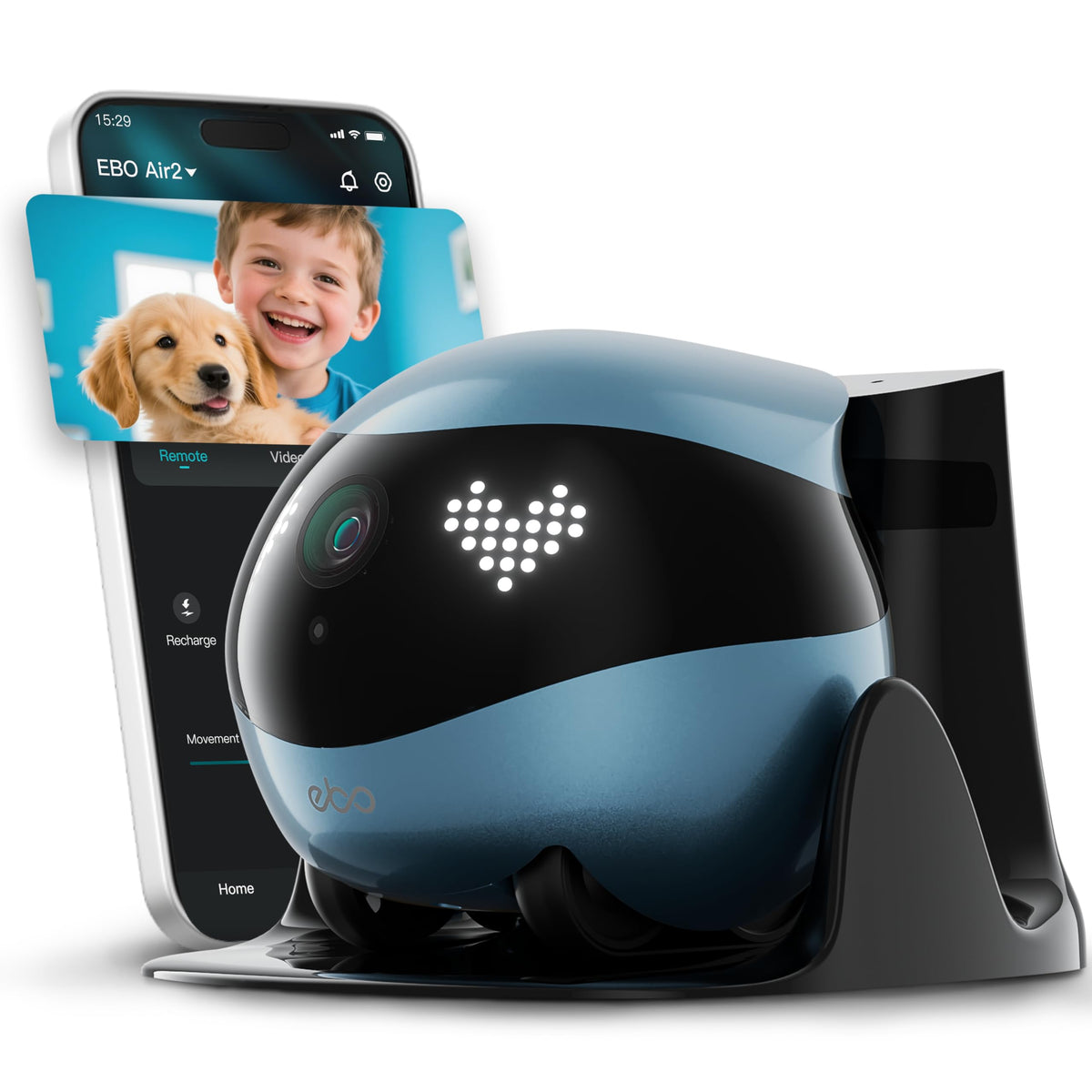 Enabot EBO Air 2 2K camera roaming view for pet monitoring.