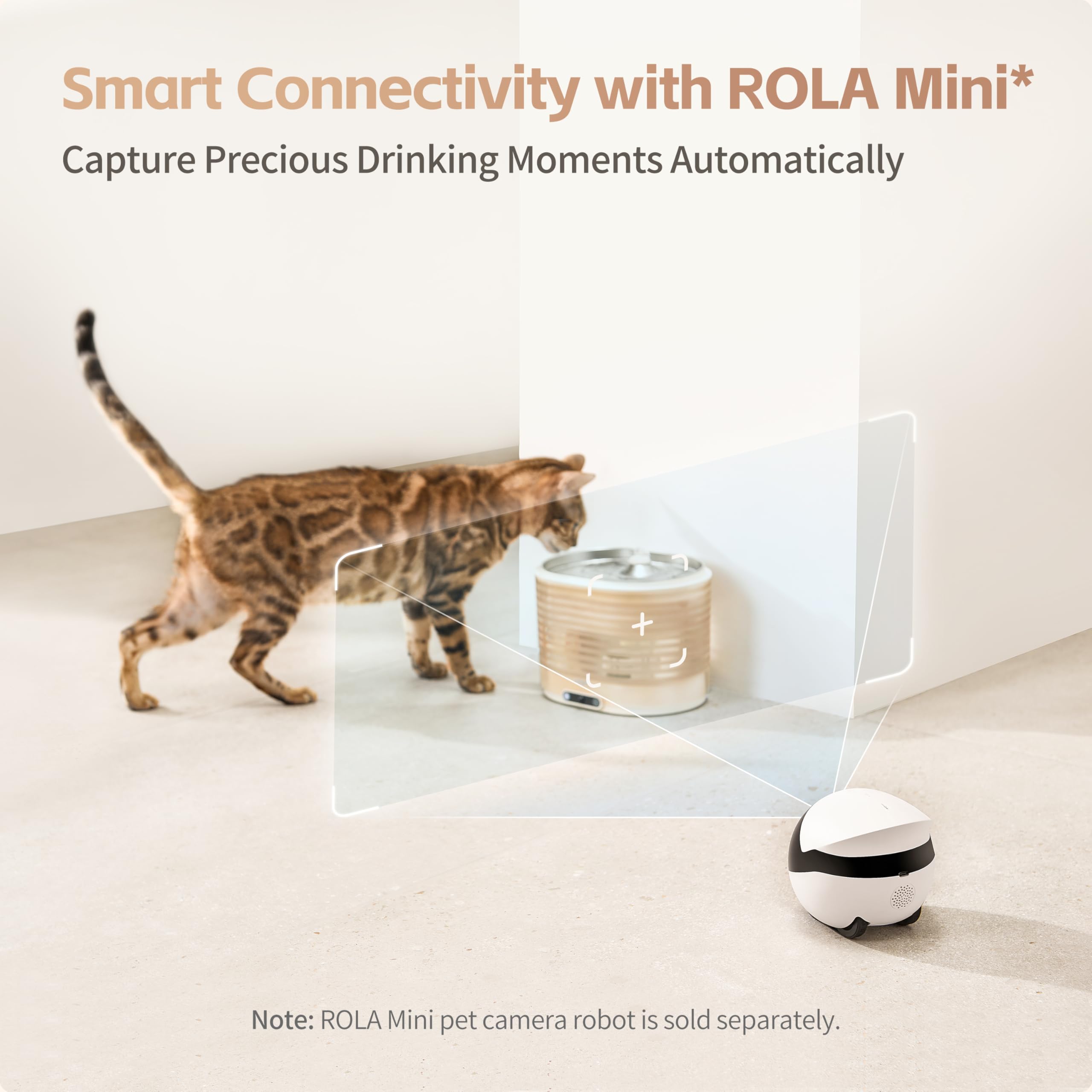 Enabot EBO ROLA box contents include fountain, sponge, USB-C, filter, and manual.