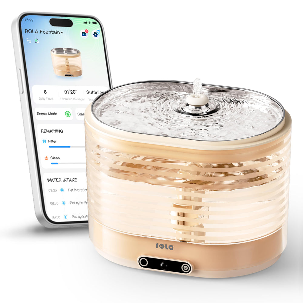 Enabot EBO ROLA cordless cat fountain with magnetic induction for safe, fresh hydration.