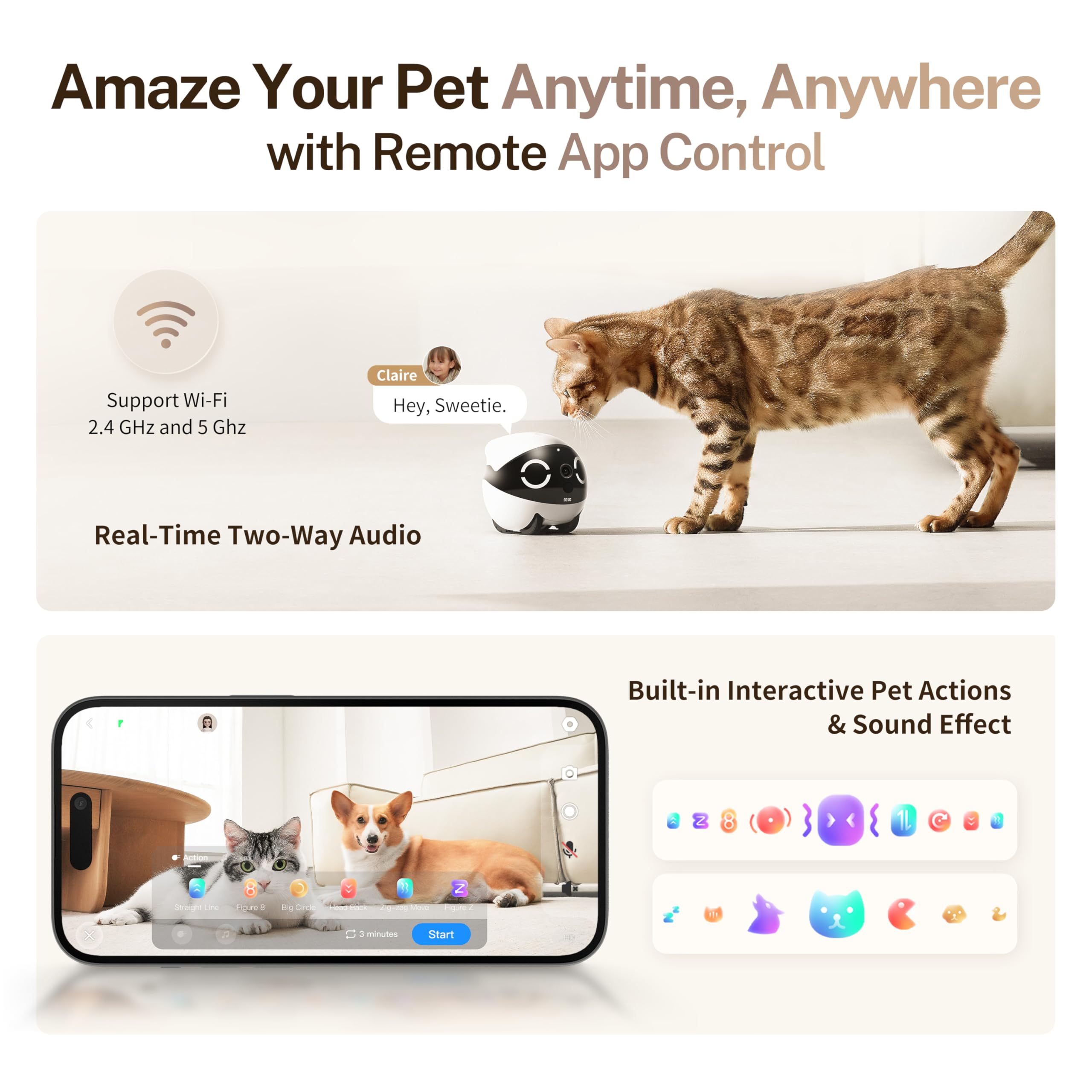 Enabot EBO ROLA Mini two-way talk lets you chat remotely with loved ones.