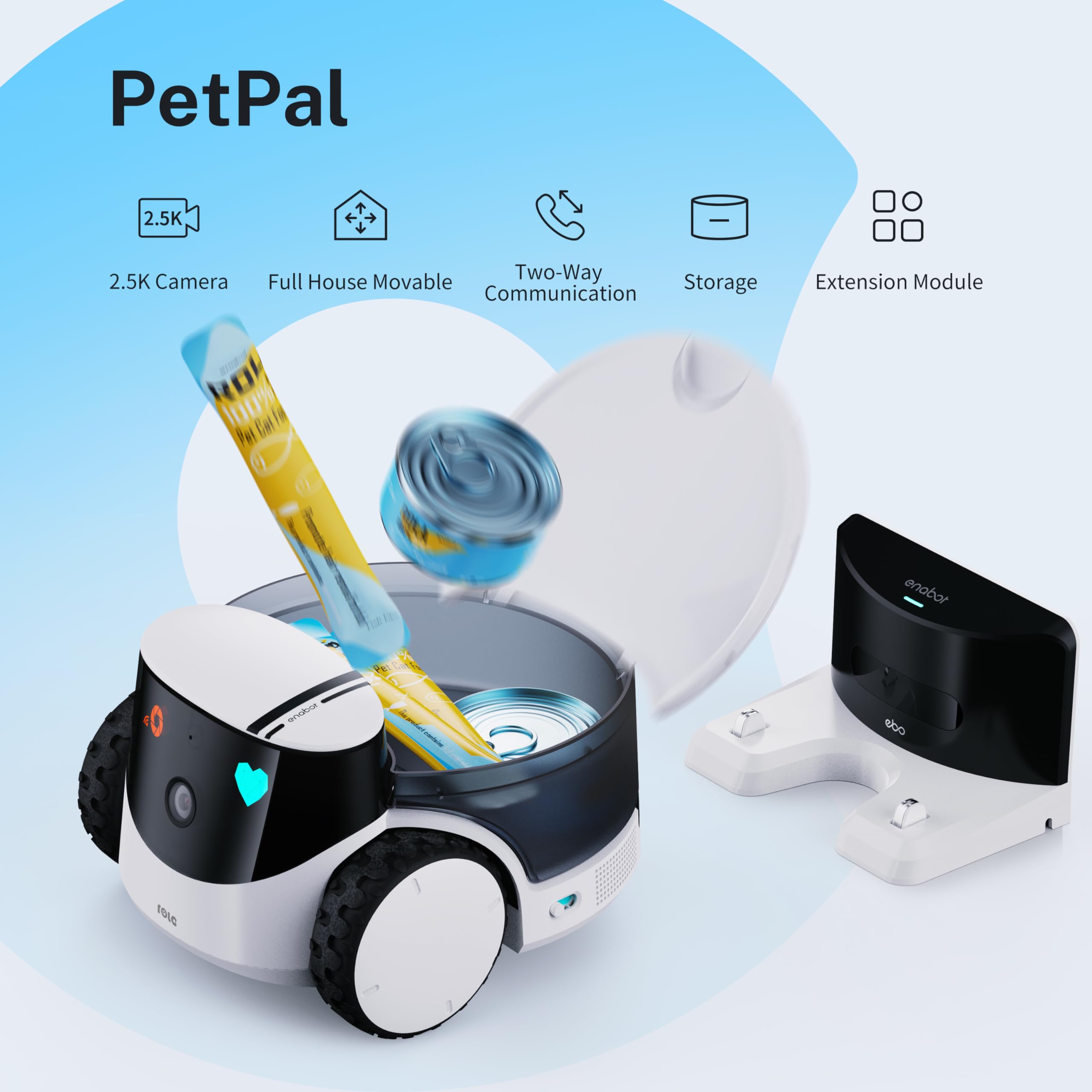 Enabot EBO ROLA PetPal night vision preserves pet visibility after dark for peace of mind.