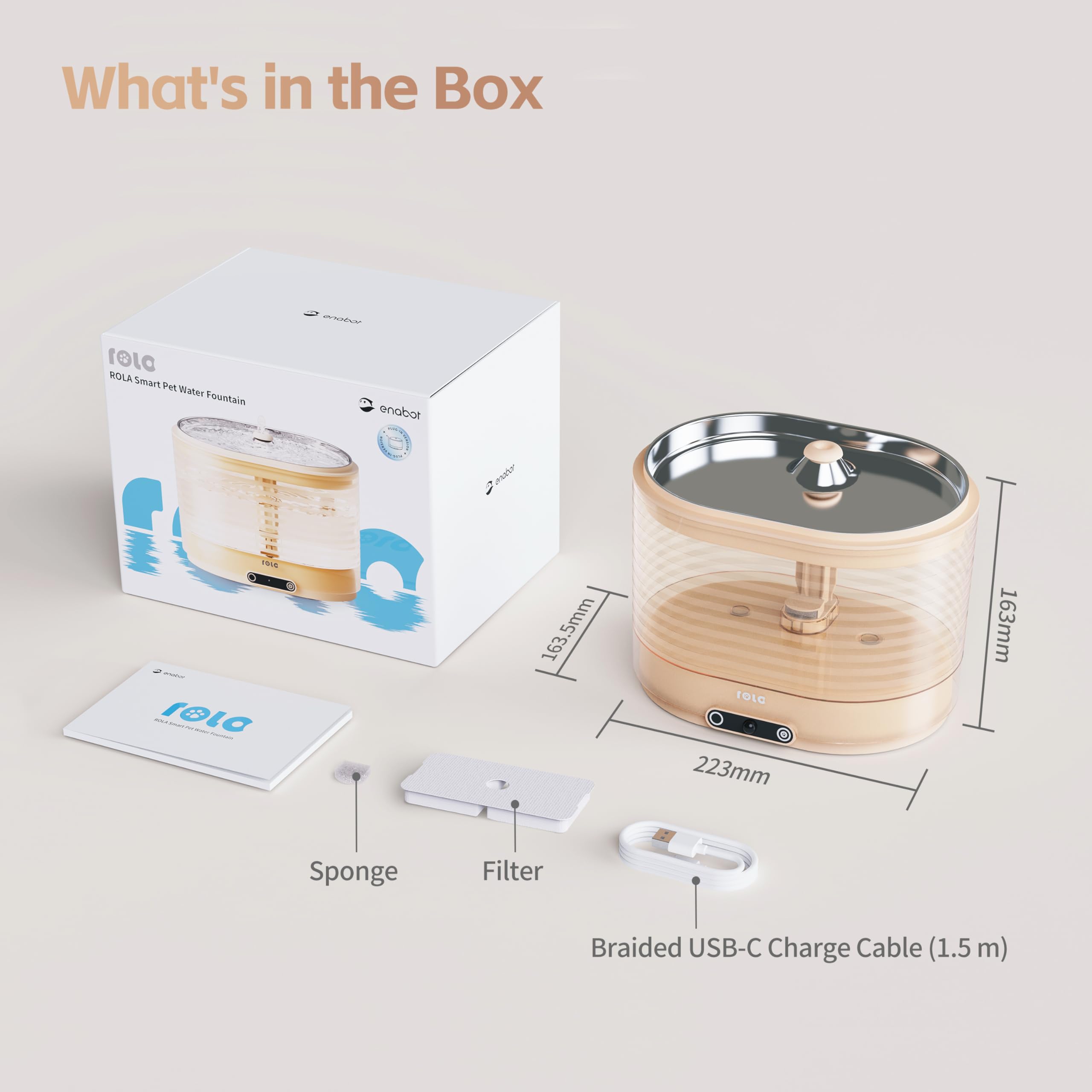 Enabot EBO ROLA sensing flow mode activates as a cat approaches for responsive hydration.