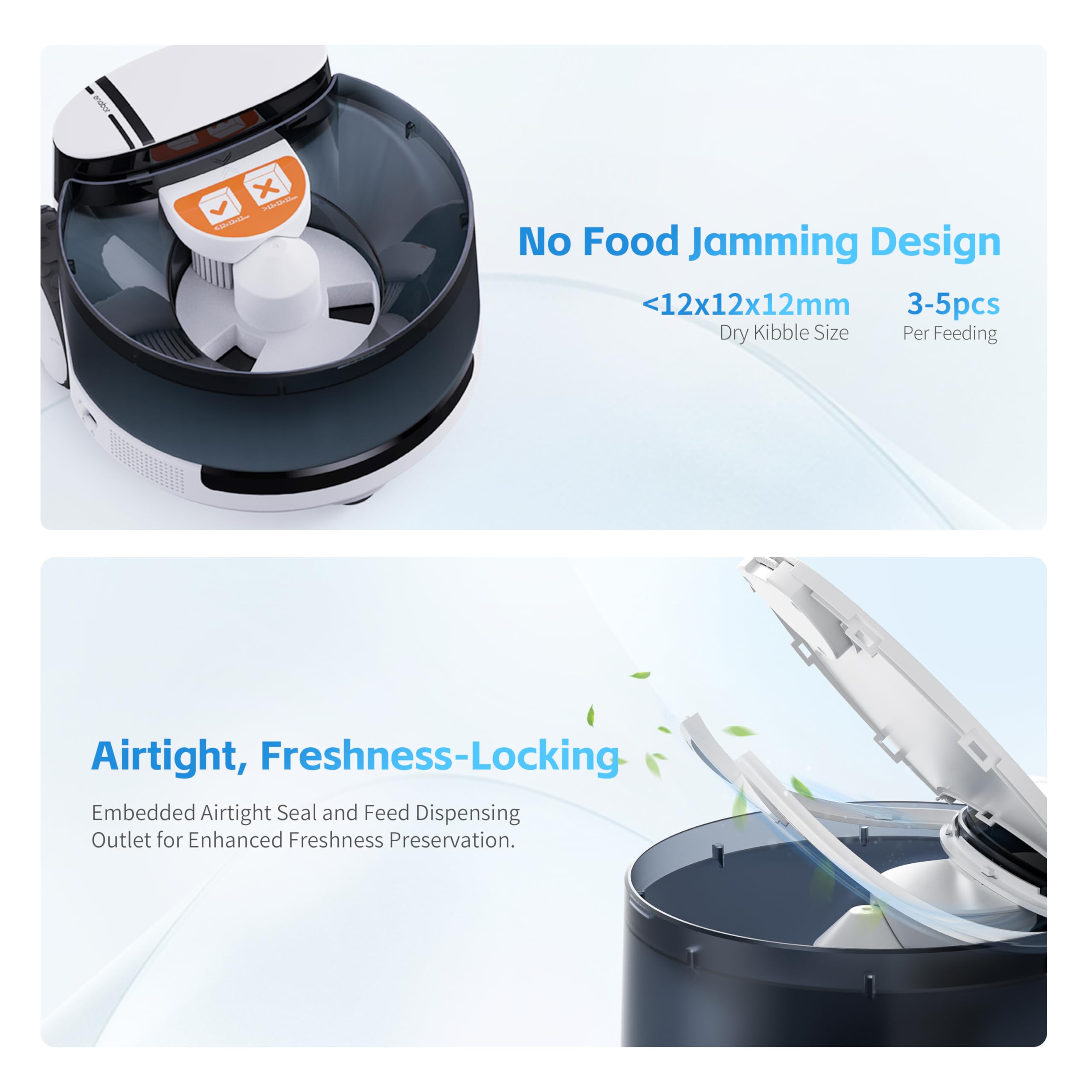 Enabot EBO ROLA treat dispenser dispensing dry kibble during use