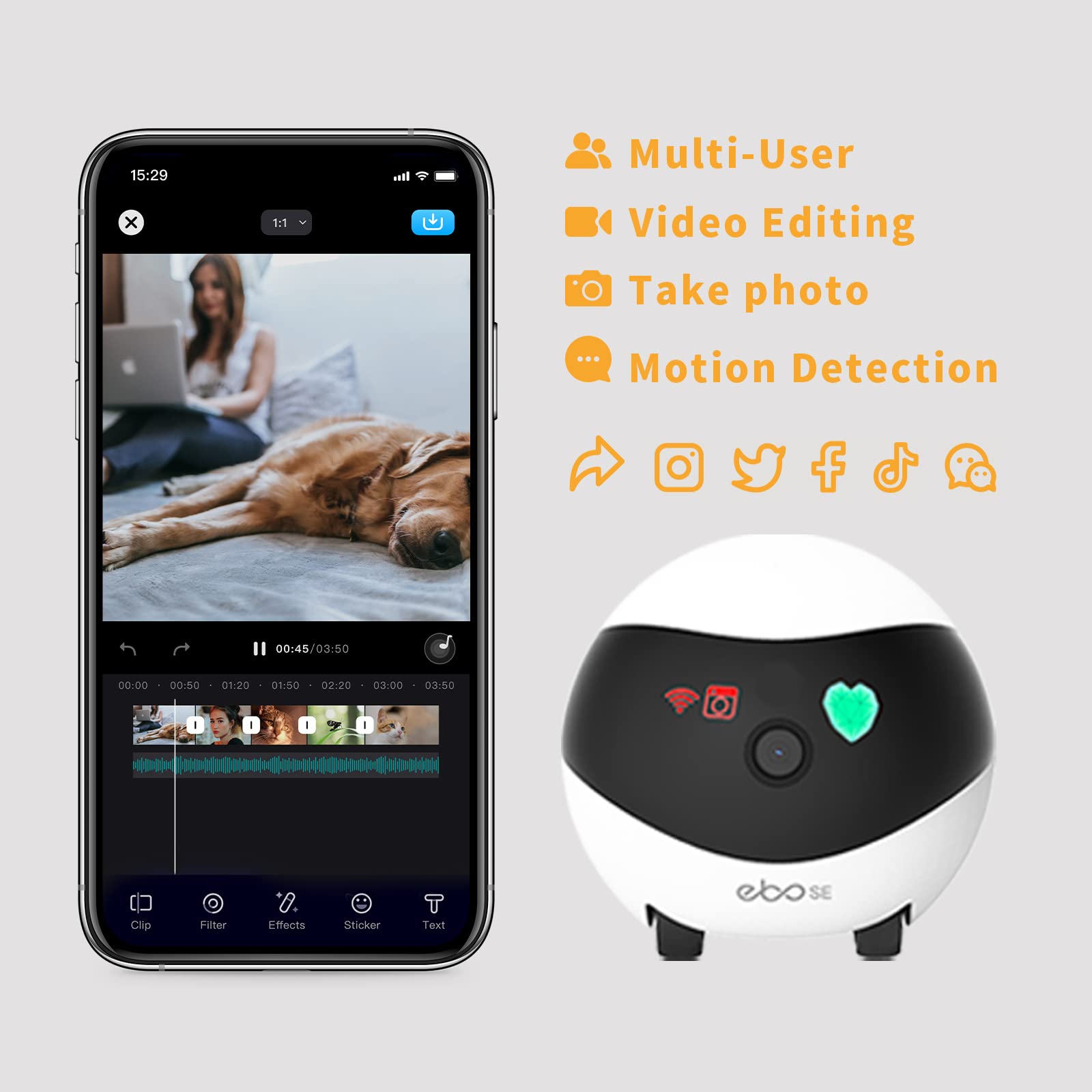 Enabot EBO SE app control enables remote operation from anywhere.