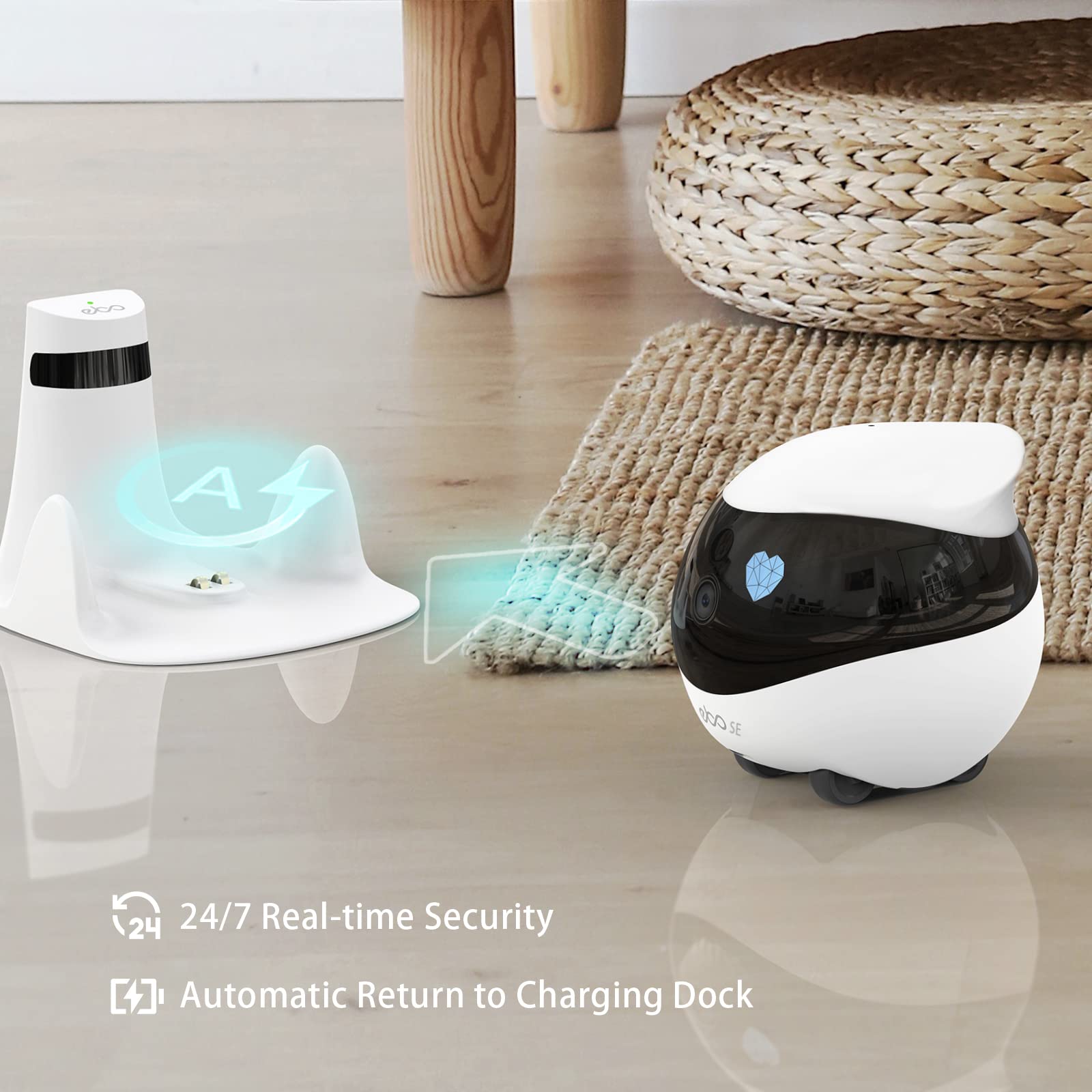 Enabot EBO SE two-way talk enables real-time conversations with family and pets.