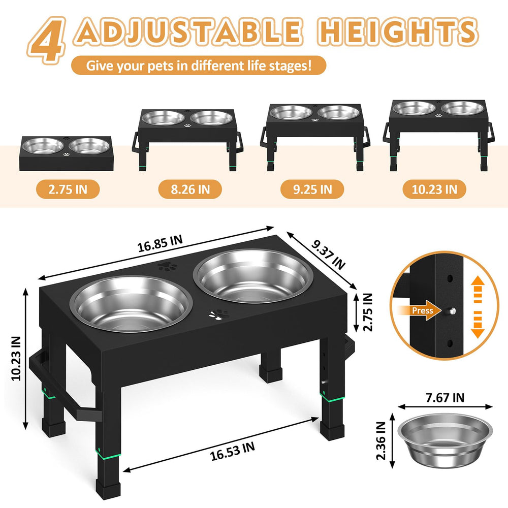 Enayplon height-adjustable stand offers 4 levels for growing dogs and comfort