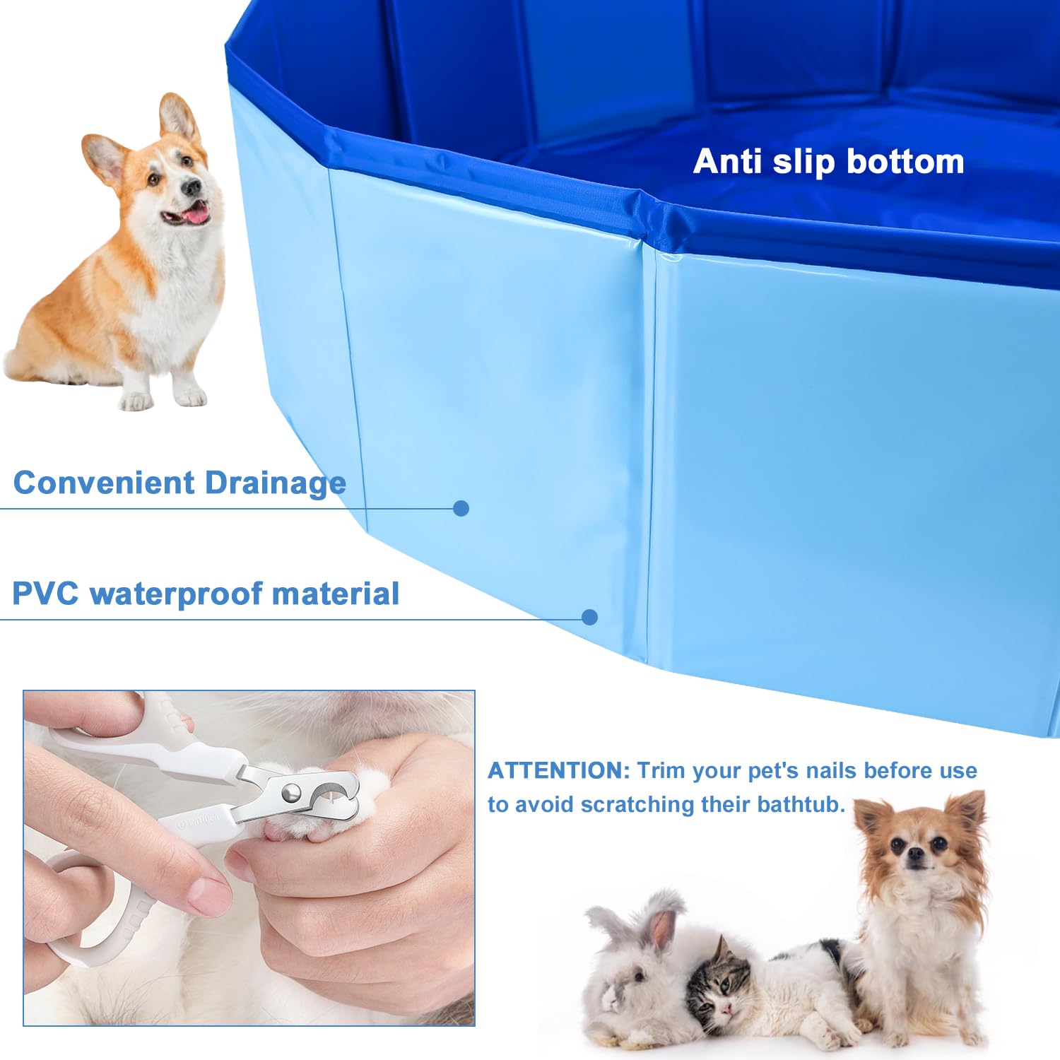 Enenes Foldable Dog Pool indoor-outdoor-use demonstrates versatile pet pool for any space