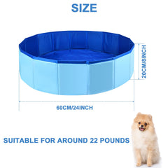 Enenes Foldable Dog Pool side-dimension highlights 24x8 inch pool size for small pets