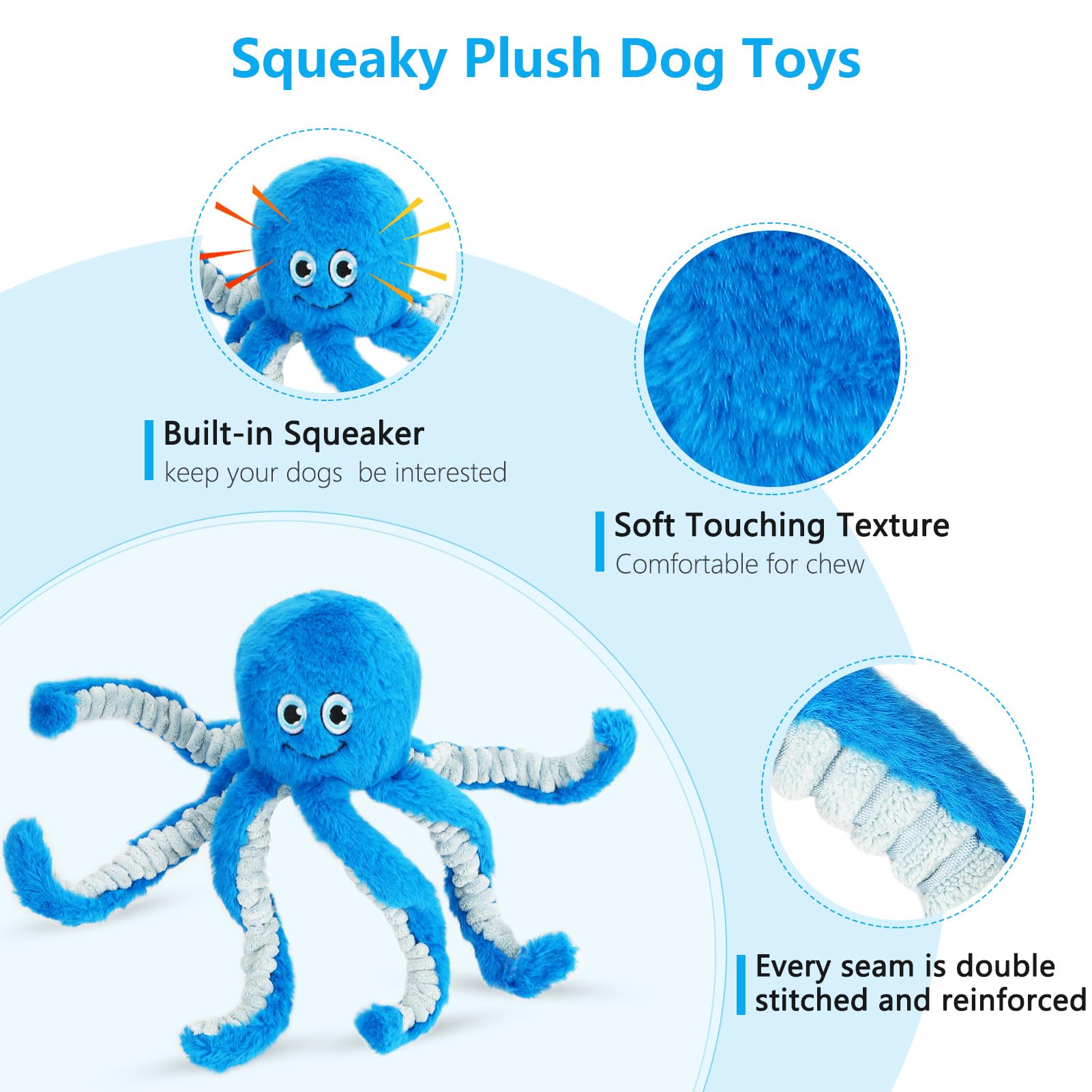 Eneston dog toy octopus 6-legs tug supports playful bonding through tug-of-war sessions.