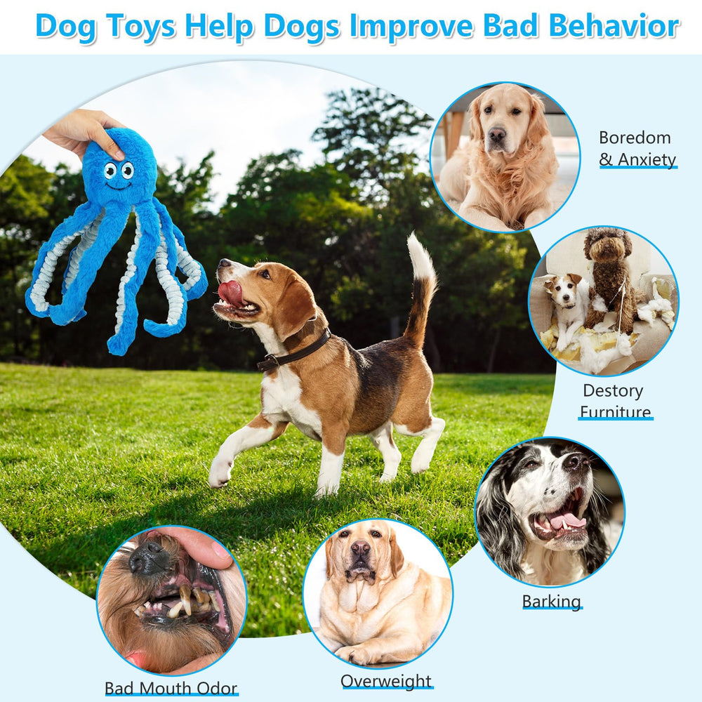 Eneston octopus dog toy is ideal for multi-dog households to share and play.
