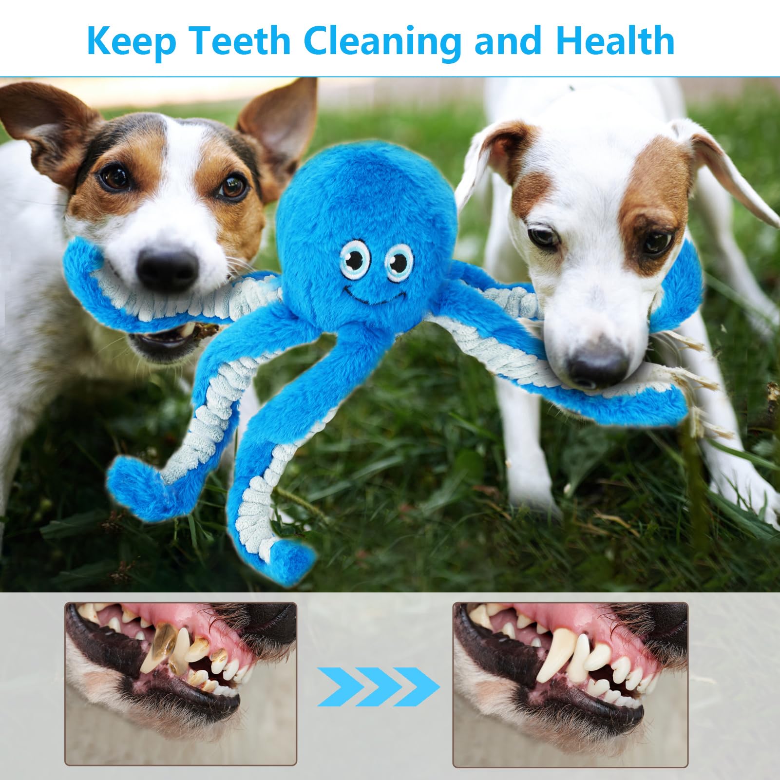 Eneston Octopus plush toy soft fabric provides gentle chewing and gum-massaging texture.
