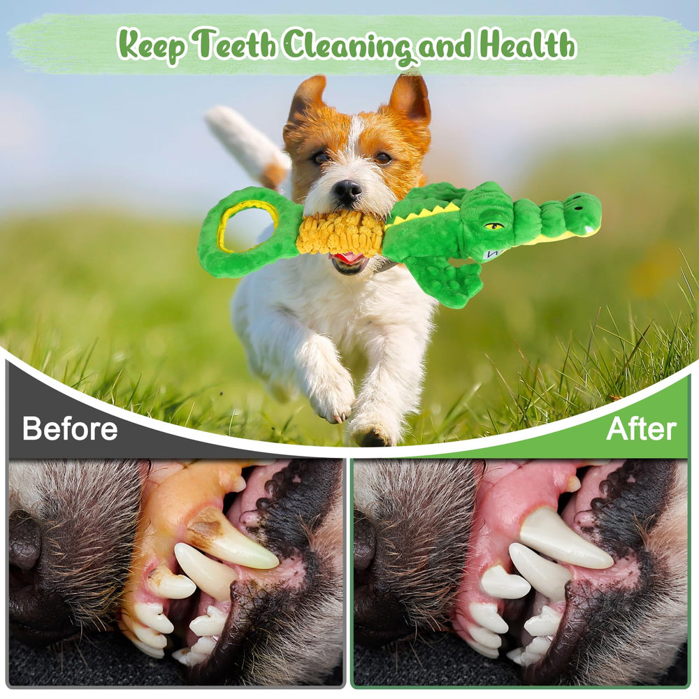 Eneston crocodile shape plush toy adds chewable appeal for dogs.