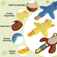 Eneston duck toy with crinkle sound for sensory engagement.