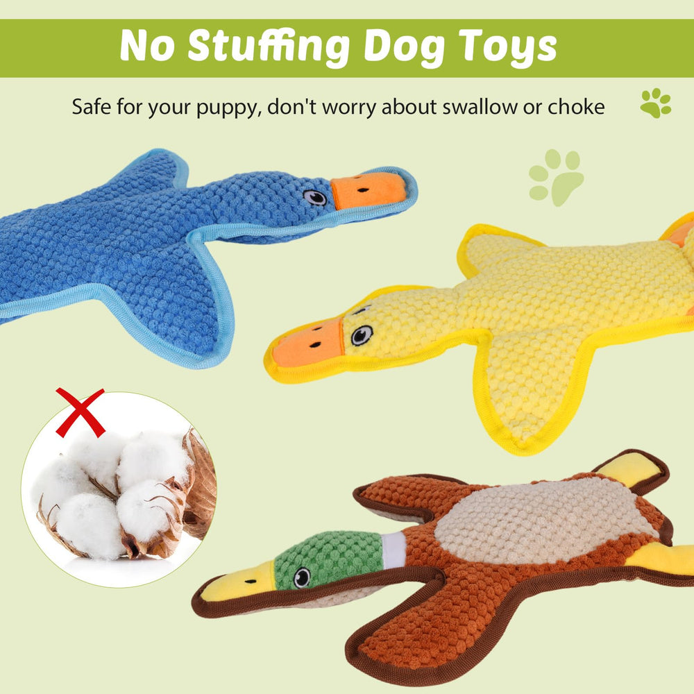 Eneston no-stuffing duck toy reduces mess during play.