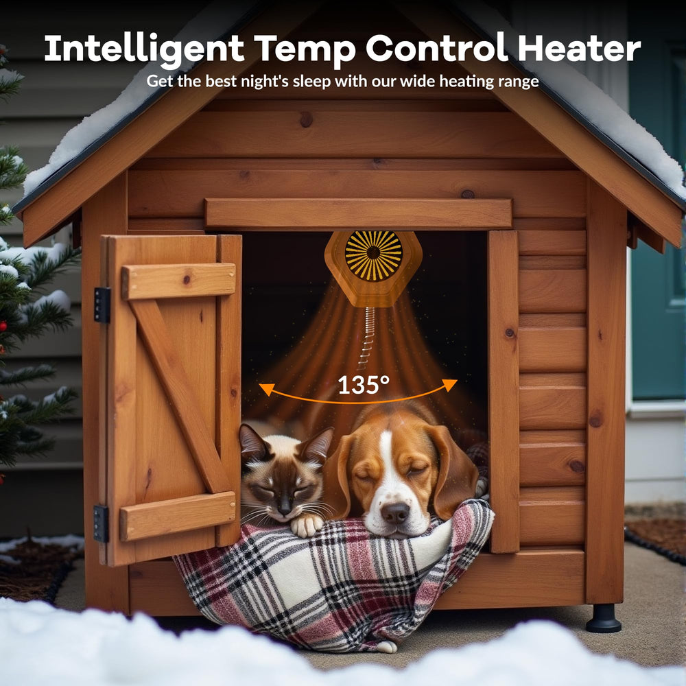 Engtesy 800W Dog House Heater thermostat setting demonstrates quick warmth for varying days.