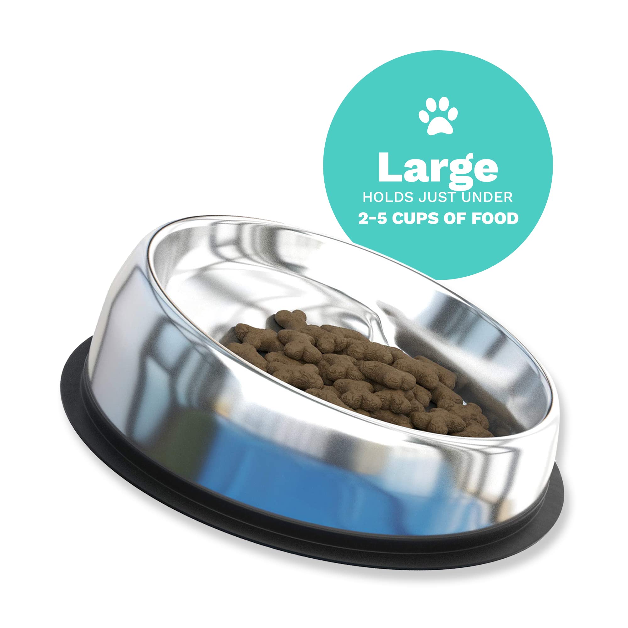 Enhanced Pet Bowl raised back no-spill feature keeps meals tidy.