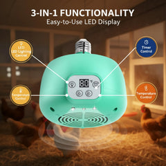 Enhon 1 Set Chicken Coop Heater side view shows compact, space saving design for coops.